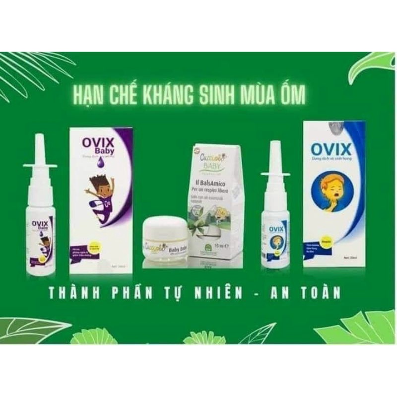 Ovixbaby xịt mũi làm sạch chất nhầy, giảm viêm mũi 20ml