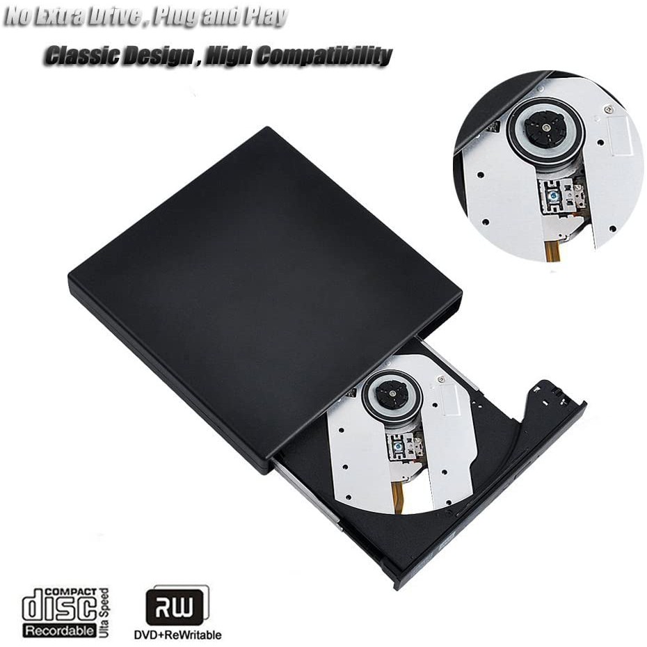 Ổ CD DVD bên ngoài, Ổ CD-RW bên ngoài di động mỏng USB 2.0, Đầu ghi DVD-RW Burner Writer, dành cho máy tính xách tay Máy tính xách tay Máy tính để bàn PC, Ổ cứng gắn ngoài