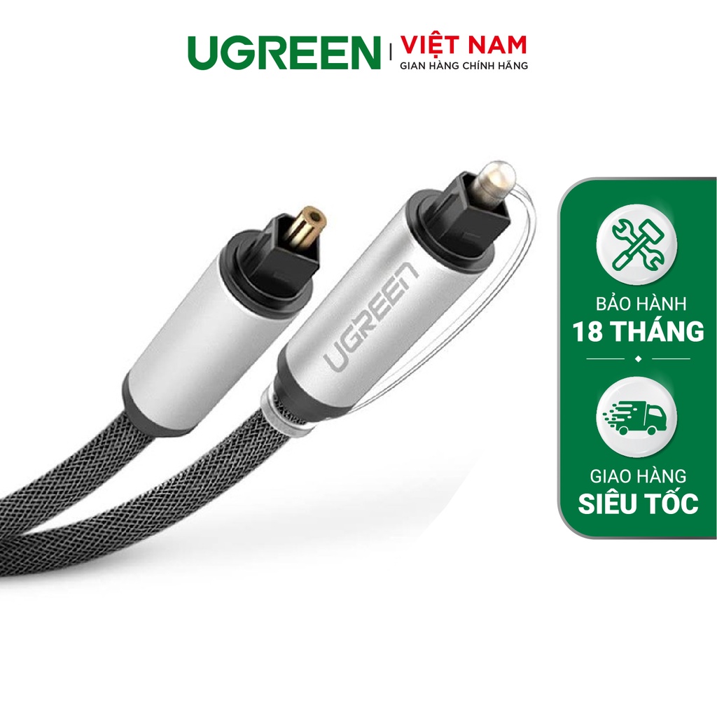 Dây audio quang (Toslink Optical) đầu nhôm, nhiều độ dài, từ 1-3m UGREEN AV108 (màu đen)