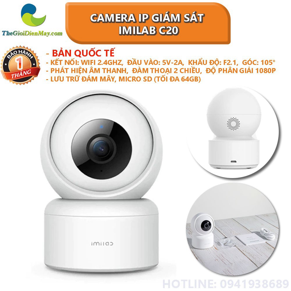 [SIÊU SALL ] [Bản quốc tế] Camera IP giám sát Xiaomi IMILAB C20 360 độ HD 1080P - Bảo hành 1 tháng - Shop Thế Giới Điện 