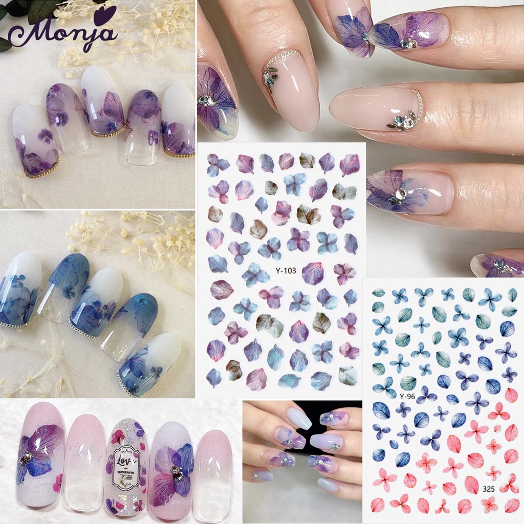 [Hàng mới về] Miếng Dán Trang Trí Móng Tay Monja Tự Dính Nhiều Họa Tiết Với 4 Phong Cách Khác Nhau