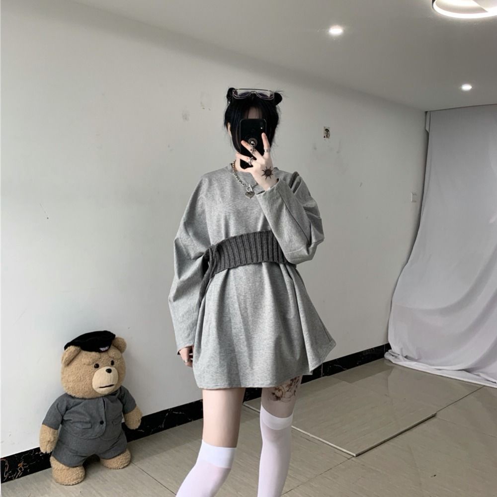 COZOK Set áo len tay dài + áo khoác không tay form rộng hợp thời trang