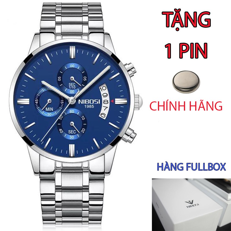 Đồng hồ Nam Nibosi 100% chính hãng, hàng fullbox, máy full kim (Ni2309 dây đúc)