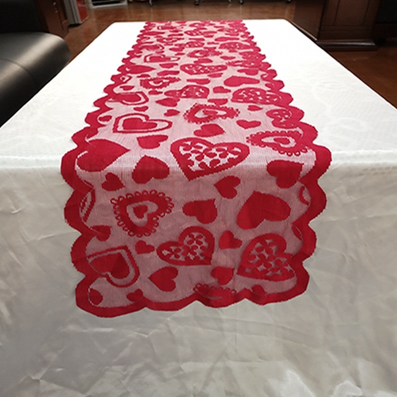 Khăn Trải Bàn Vải Polyester Phối Ren Hình Trái Tim Trang Trí Tiệc Cưới / Valentine