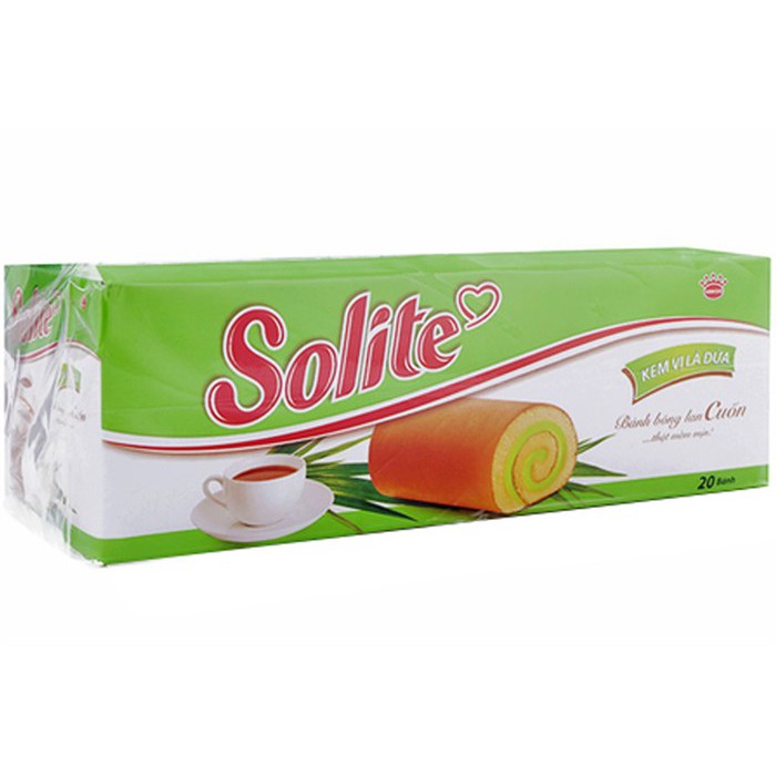 Bánh bông lan cuộn kem lá dứa Solite 180g (10 cái)