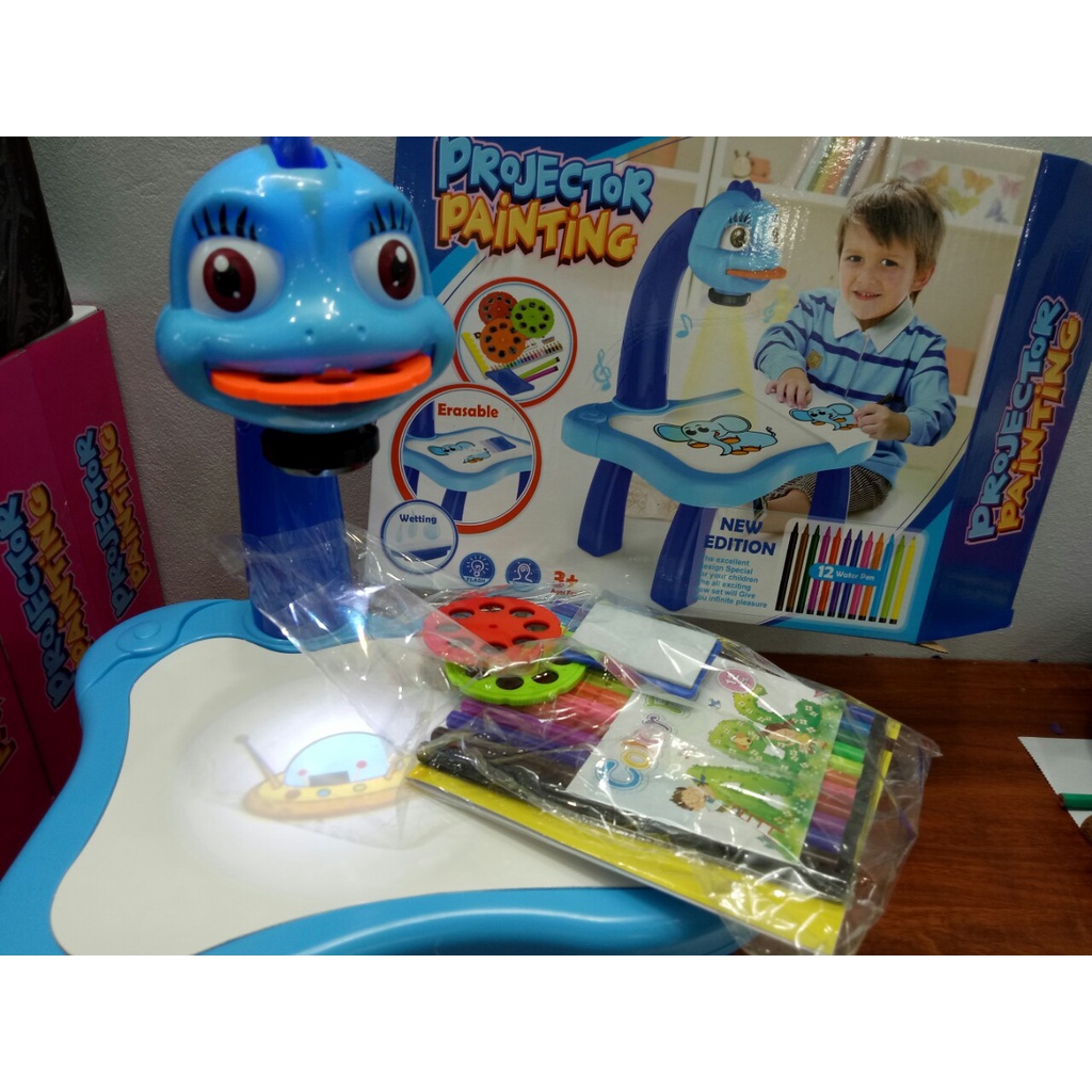 Bàn vẽ thông minh có đèn chiếu tranh ảnh và nhạc cho bé tập tô vẽ - projector painting