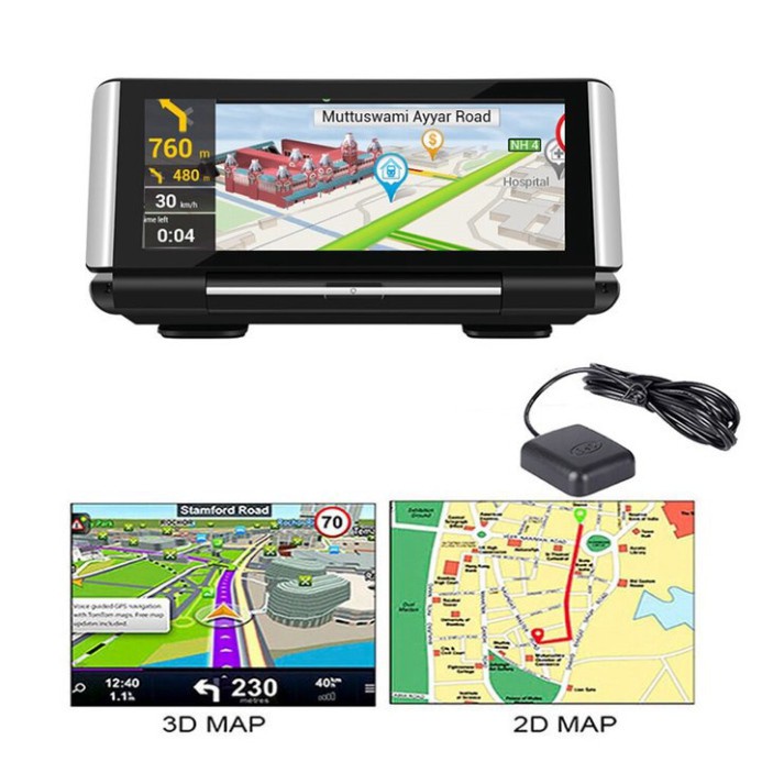 Camera hành trình ô tô đặt taplo hỗ trợ lùi xe màn hình cảm ứng full HD tích hợp 4G hỗ trợ Tiếng Việt Phisung K7 - AD