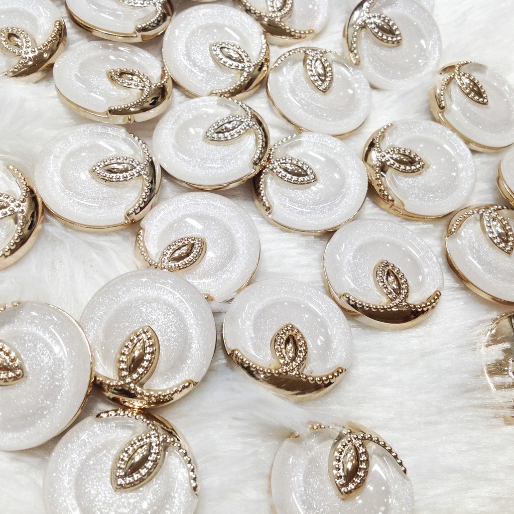 Nút áo dạ khuy veston ánh xà cừ kim tuyến thạch mắt mèo lấp lánh viền vàng Cúc tweed sang trọng