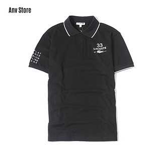 Áo polo nam trơn in hình classic vải cá sấu tay ngắn trẻ trung (màu đen)
