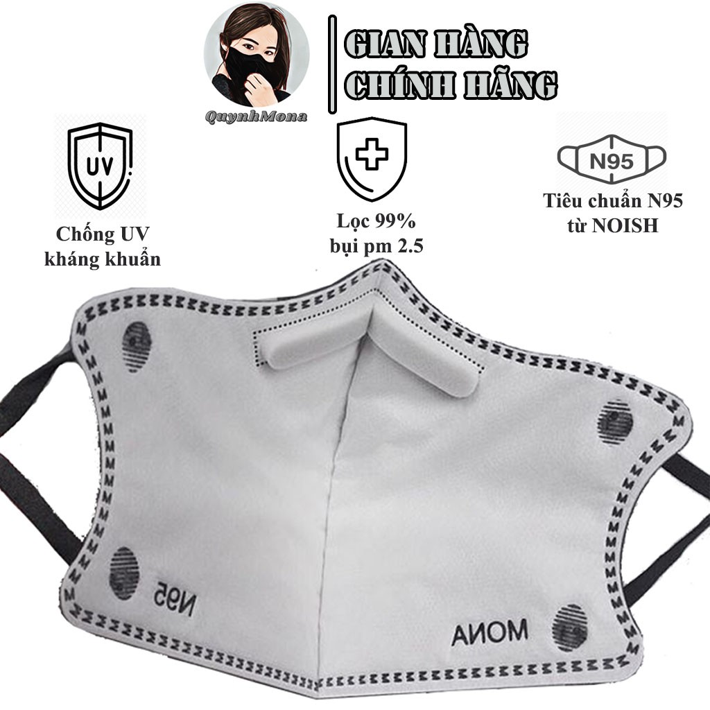 Combo 3 khẩu trang MONA MASK N99 6 lớp công nghệ Nano, kháng khuẩn, lọc 99% bụi siêu mịn pm 2.5 hai màu đen và trắng | BigBuy360 - bigbuy360.vn