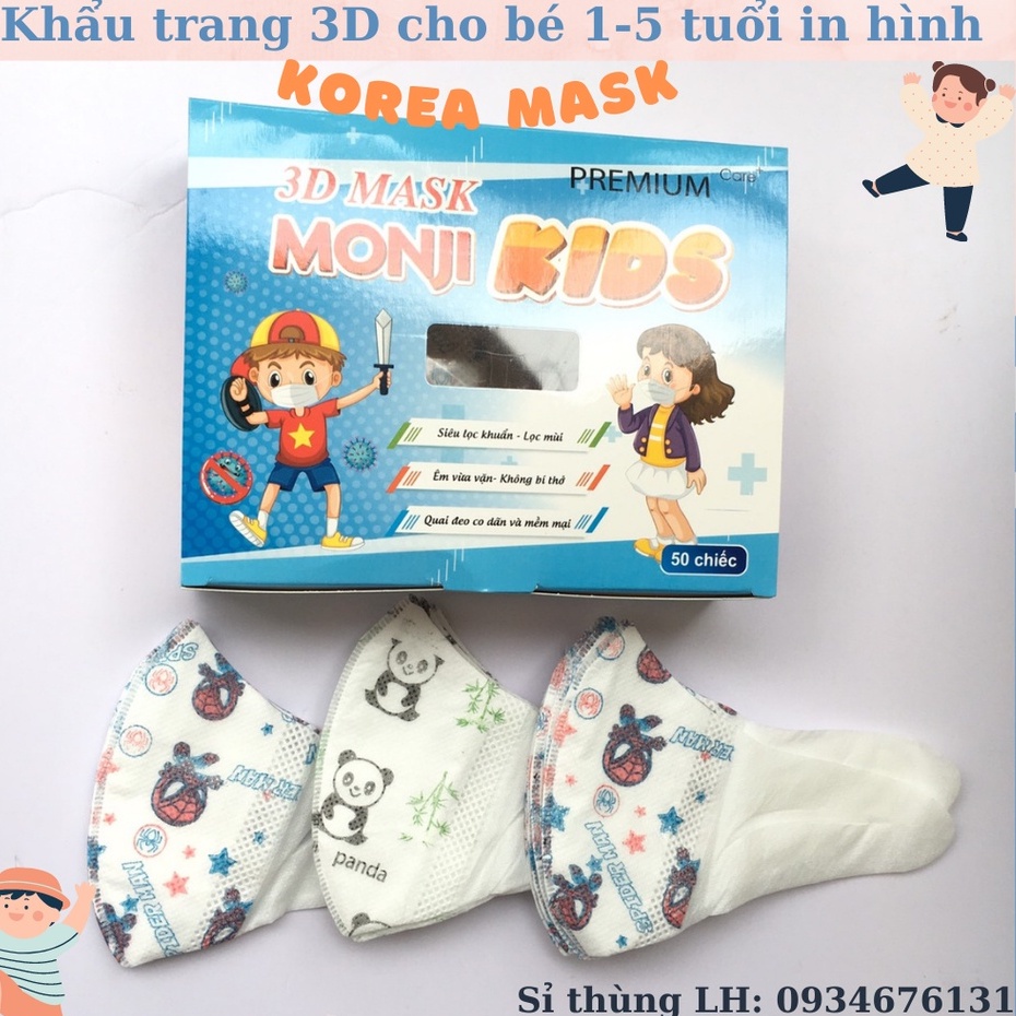Hộp 50 chiếc khẩu trang 3D mask trẻ em cho bé từ 1-5 tuổi