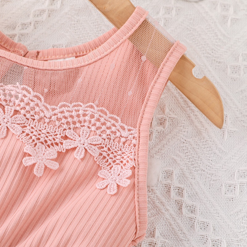 Váy Bé Gái Đầm Công Chúa Sát Nách Màu Hồng Thời Trang Mùa Hè Cho Bé Gái 4-7 Tuổi