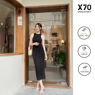 Đầm body nữ cọc tay kiểu dáng ôm body thiết khoét lưng thời trang x70 - 00740006