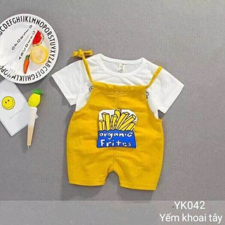 Bộ quần áo yếm vải cotton co giãn 4c cực mát, đẹp cho bé trai và bé gái
