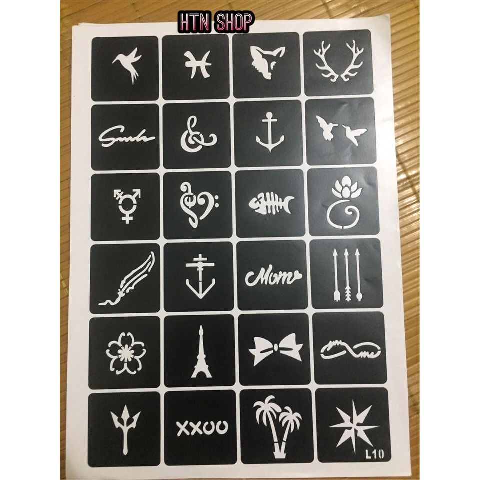 Khuôn vẽ henna - khuôn vẽ săm tatoo Ấn Độ bảng A4