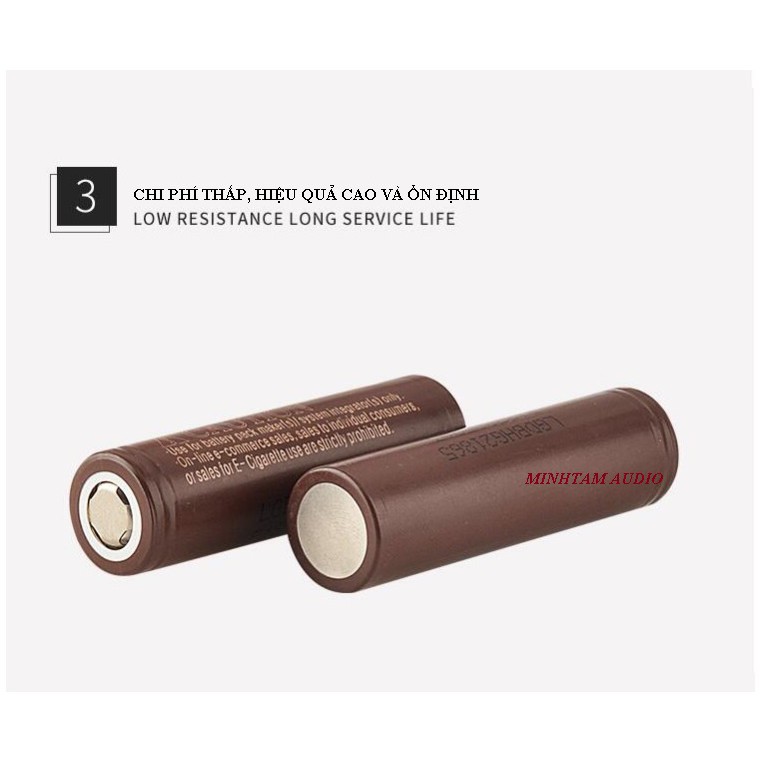 CELL PIN 3.7V 18650 3000 mAh ổn định chất lượng LG HG2 XẢ 20A