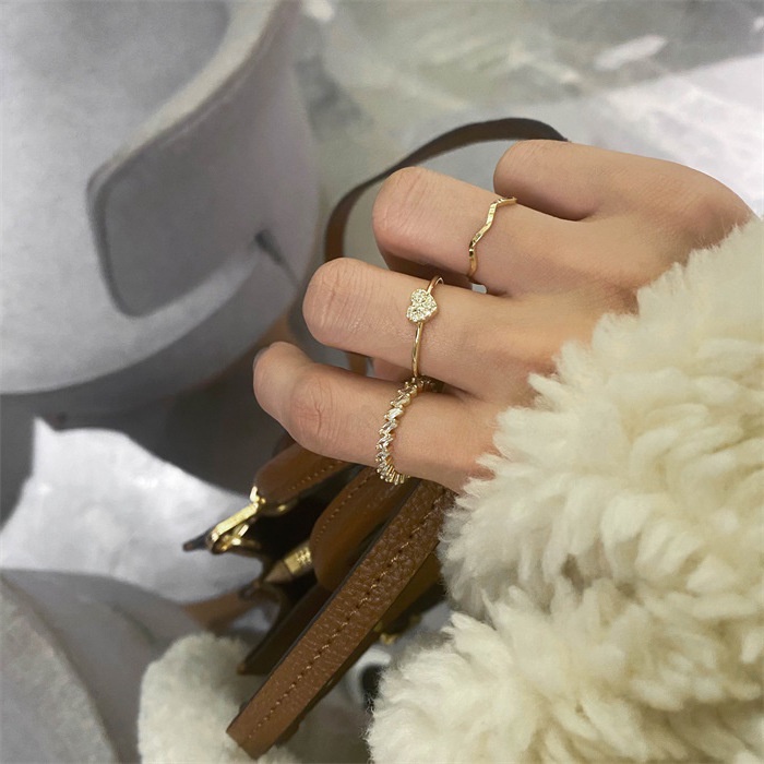 Bộ Ba Nhẫn Hình Trái Tim Đính Đá Thời Trang Hàn Quốc