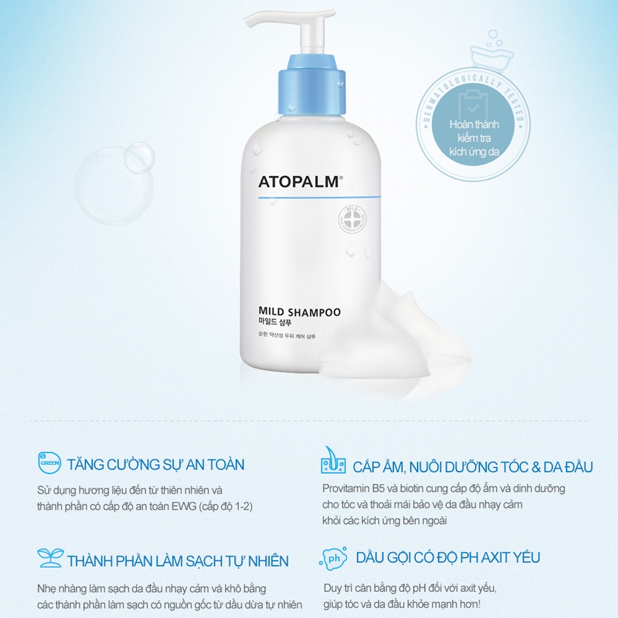 Dầu Gội Cho Da Đầu Nhạy Cảm Cho Bé Atopalm Mild Shampoo 300ml