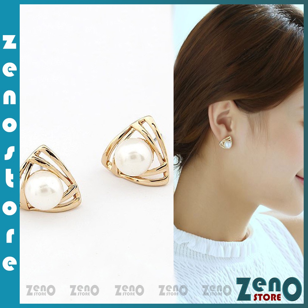 Khuyên tai ZenO bạc S925 KT02, bông tai bạc Ý đính ngọc