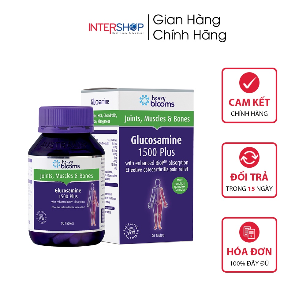 Viên Uống Bổ Xương Khớp Henry Blooms Glucosamine 1500 Plus Giúp Giảm Đau Nhức Xương Khớp Hiệu Quả