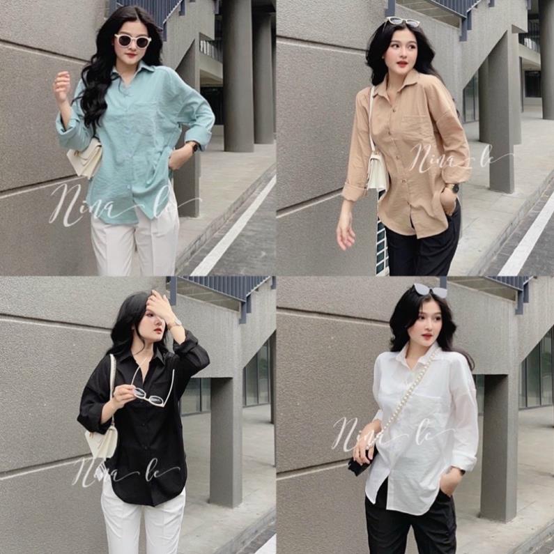 Áo Sơ Mi Dài Tay From Rộng Đũi Hàn mềm mịn công sở thanh lịch, thoáng mát-Hàng xịn