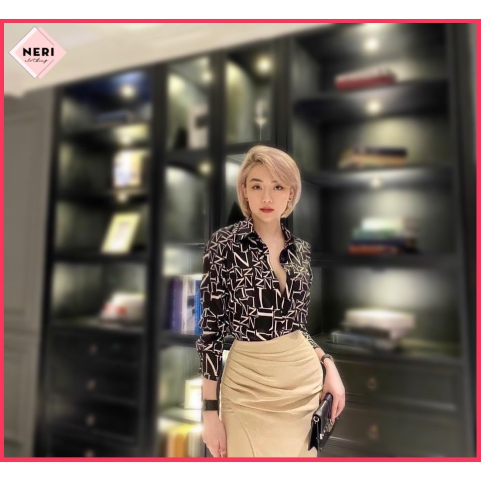 Áo sơ mi kiểu - độc lạ- công sở hay đi chơi đều thời trang - dễ phối chân váy hoặc quần các loại NERI.VN