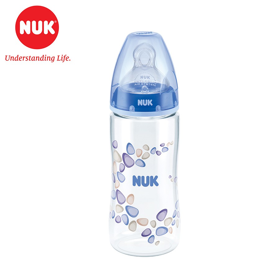 Bình sữa NUK nhựa PA 300ml núm ti Silicone S1 - M chỉnh nha chống sặc chống đầy hơi