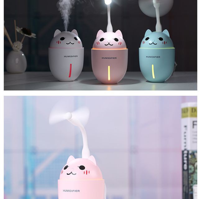 Máy phun sương tạo ẩm mini hình thú Humidifier (Tặng Đèn Led + Quạt Cổng USB)