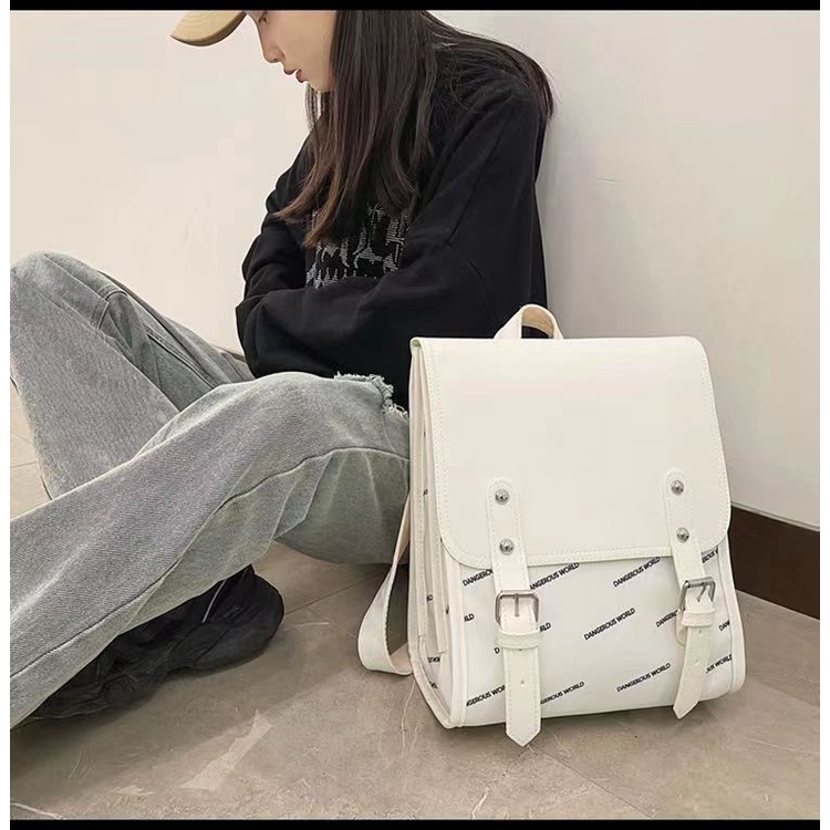 Ba Lô Da PU Thời Trang Hàn Cho Nữ 2022 Ba lô Túi Máy Tính Cặp Sách Phù hợp với một máy tính xách tay 13 inch