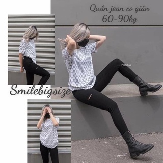 Quần Jean Đen Co Giãn Bigsize 60-90kg, Quần Bò Jean Lưng Cao Big Size (30-38) - Smile Bigsize