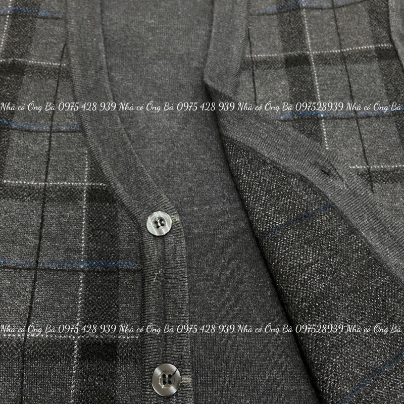 Áo len cardigan kẻ caro cho ông mùa đông, áo khoác mùa đông cho bố cho ông trung niên