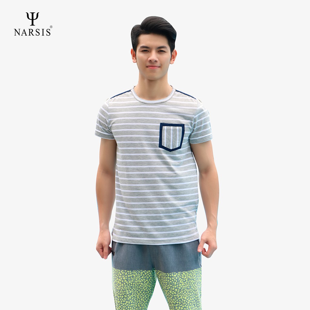 Áo thun nam Narsis D6024 màu kẻ ghi