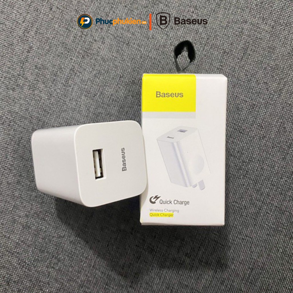 Củ sạc nhanh 24w chính hãng Baseus mini AX02 sạc nhanh QC 3.0 24w cho Samsung Xiaomi Huawei OPPO  Phúc phụ Kiện