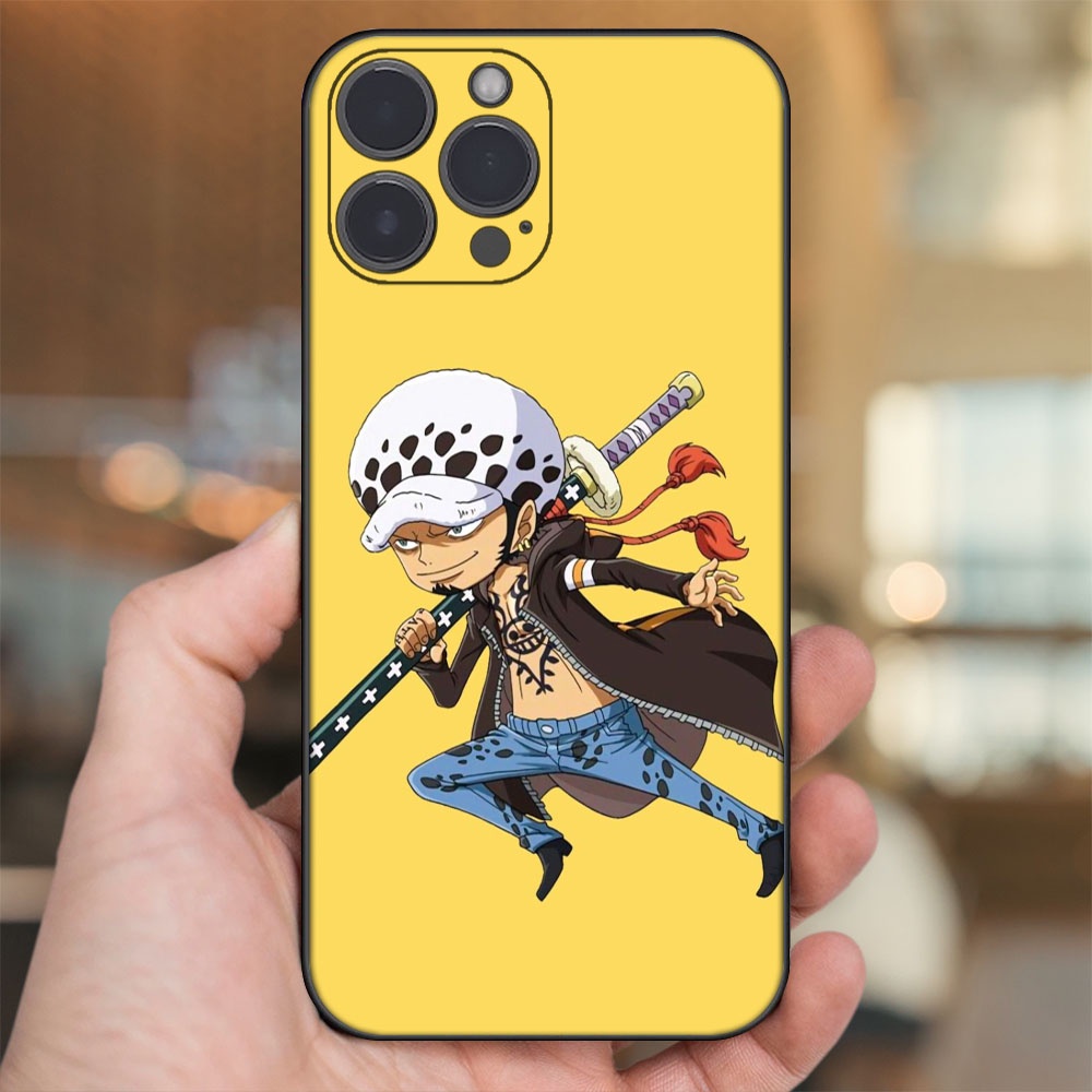 Ốp lưng iPhone 14 Pro Max dẻo đen cạnh vuông in hình Law One Piece