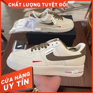 Giày Sport nike_AF1 vệt nâu, Giày sneaker air force 1 low premium white brown nam hot trend 2022