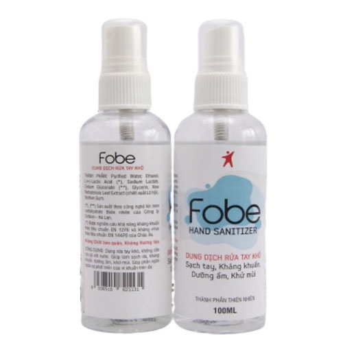 FOBE HAND SANITIZER – Dung dịch rửa tay khô, giúp làm sạch da, kháng khuẩn, dưỡng ẩm và khử mùi (100ml)