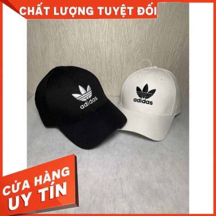 Nón kết Mũ lưỡi trai Adidas trắng logo thêu đen dành cho nam nữ Free size [ FULL BOX ] 👒 ⚡