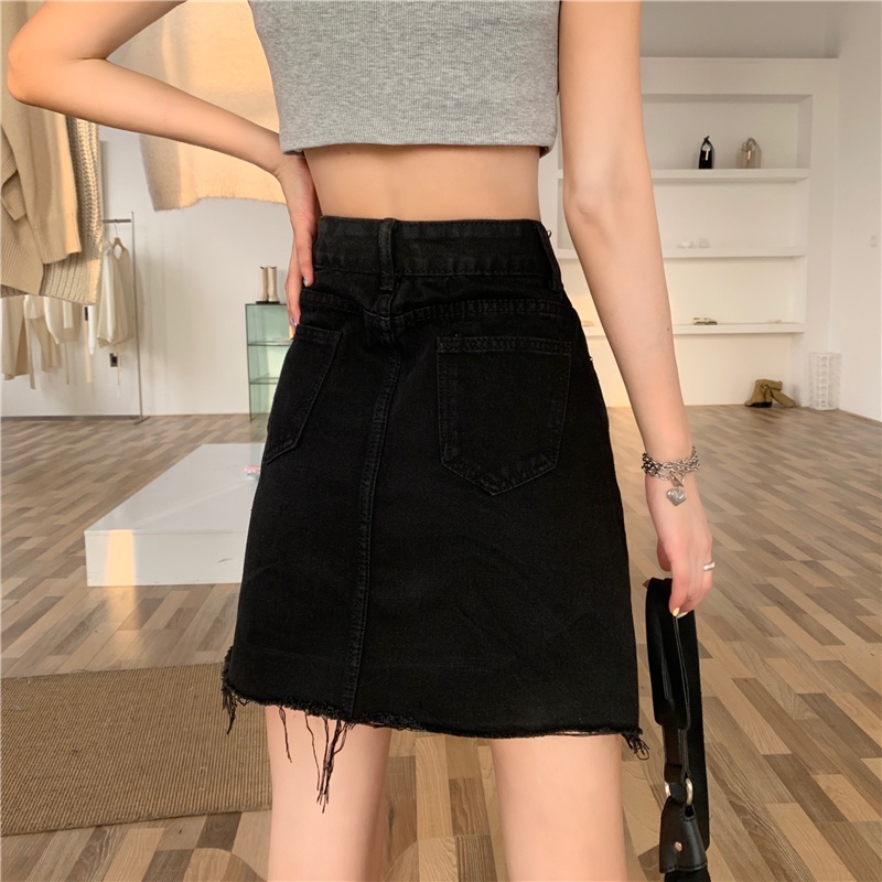 Chân váy jean IELGY chữ A lưng cao thời trang cho nữ