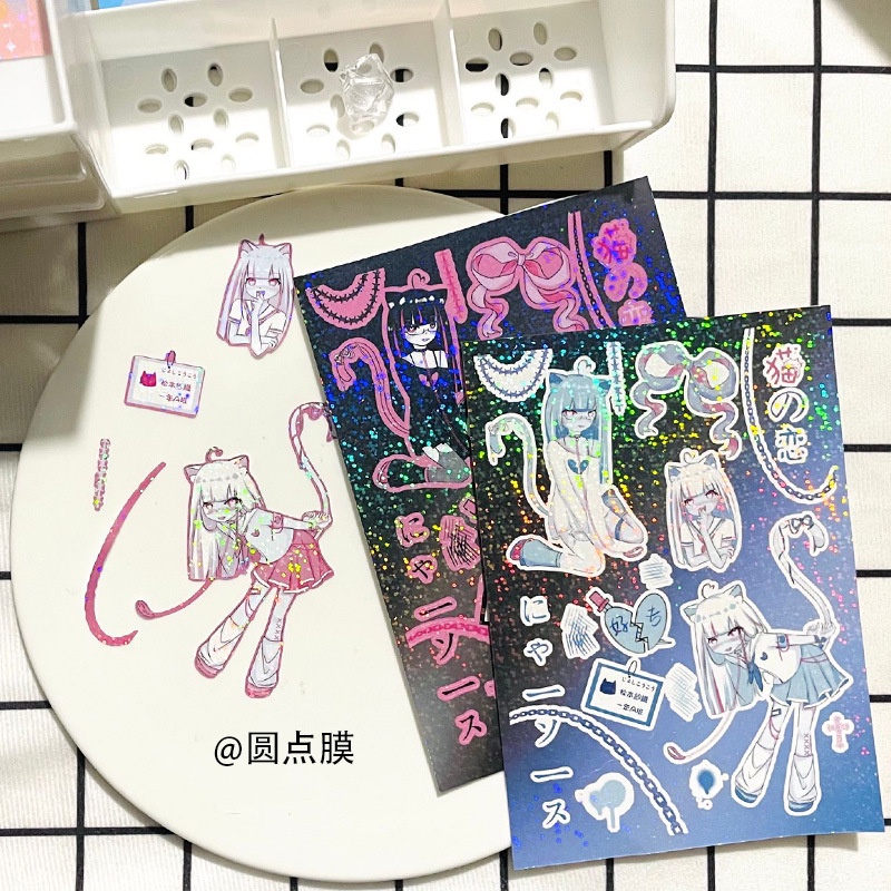 Peach 1Pcs Cute cartoon character Catwoman sticker Journal Scrapbook Decor Sticker