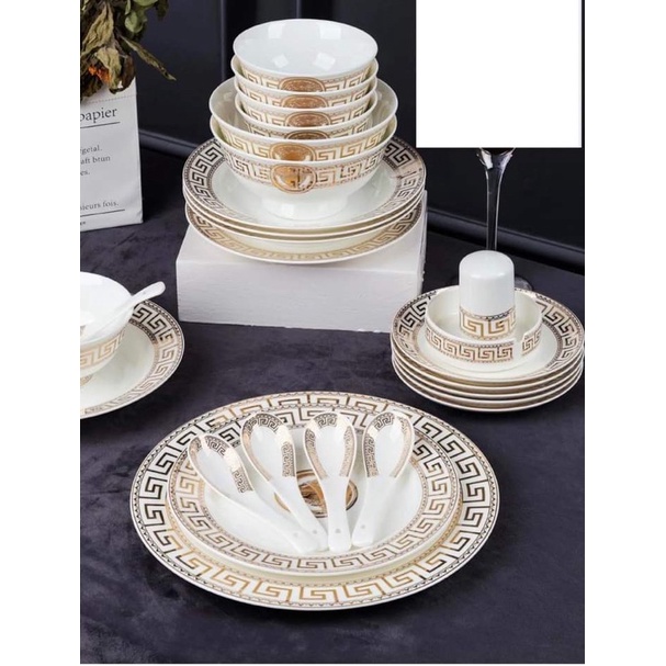 Bộ bát đĩa sứ sương 60 món, hàng cao cấp được vẽ thủ công cực kỳ tinh tế và tỉ mỉ