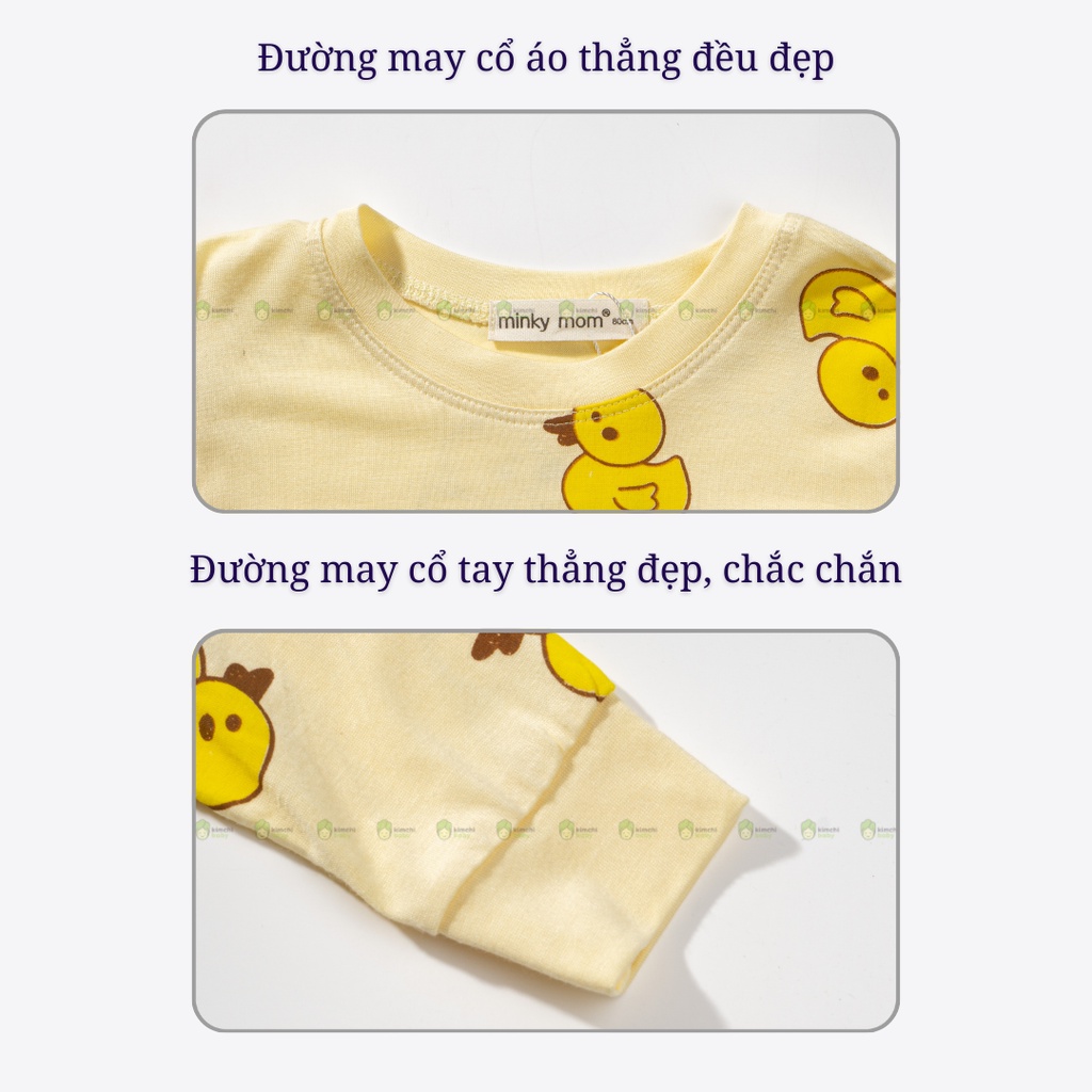Bộ Thun Lạnh Dài Tay Cho Bé Gái, Bé Trai Minky Mom Hoạ Tiết Vịt Vàng, Bộ Quần Áo Cho Bé Mặc Nhà MKMTD2232