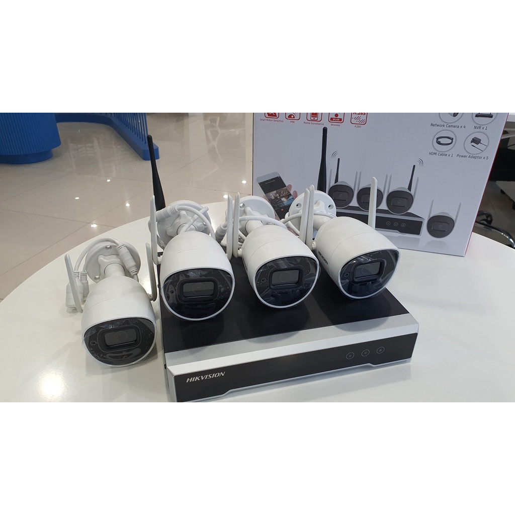 BỘ KIT CAMERA WIFI 2MP THẾ HỆ MỚI TRỌN BỘ (4 CAMERA THÂN TRỤ + 1 Đầu ghi NVR) HIKVISION NK42W0H | BigBuy360 - bigbuy360.vn
