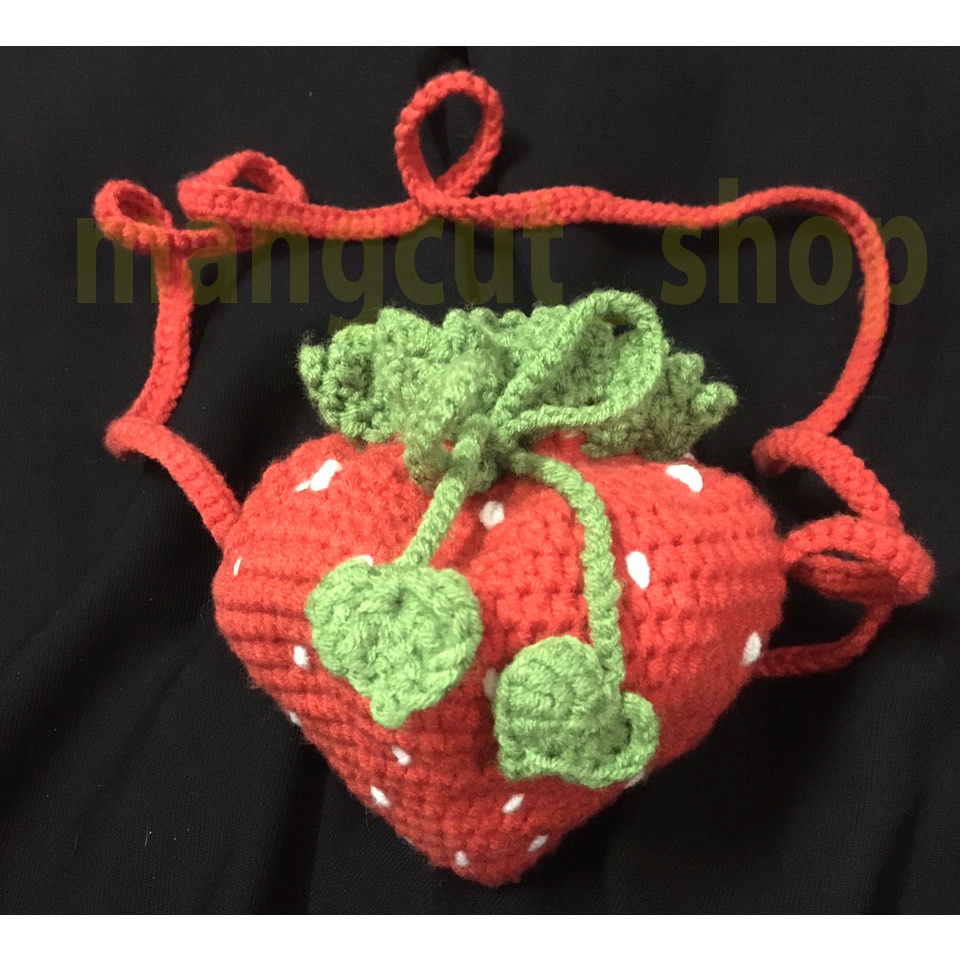 Túi đựng lì xì quả dâu tây cho bé siêu đáng yêu, túi len handmade