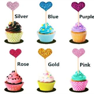 5k Set 10 Topper cắm bánh hình trái Tim hình Sao đủ màu sắc