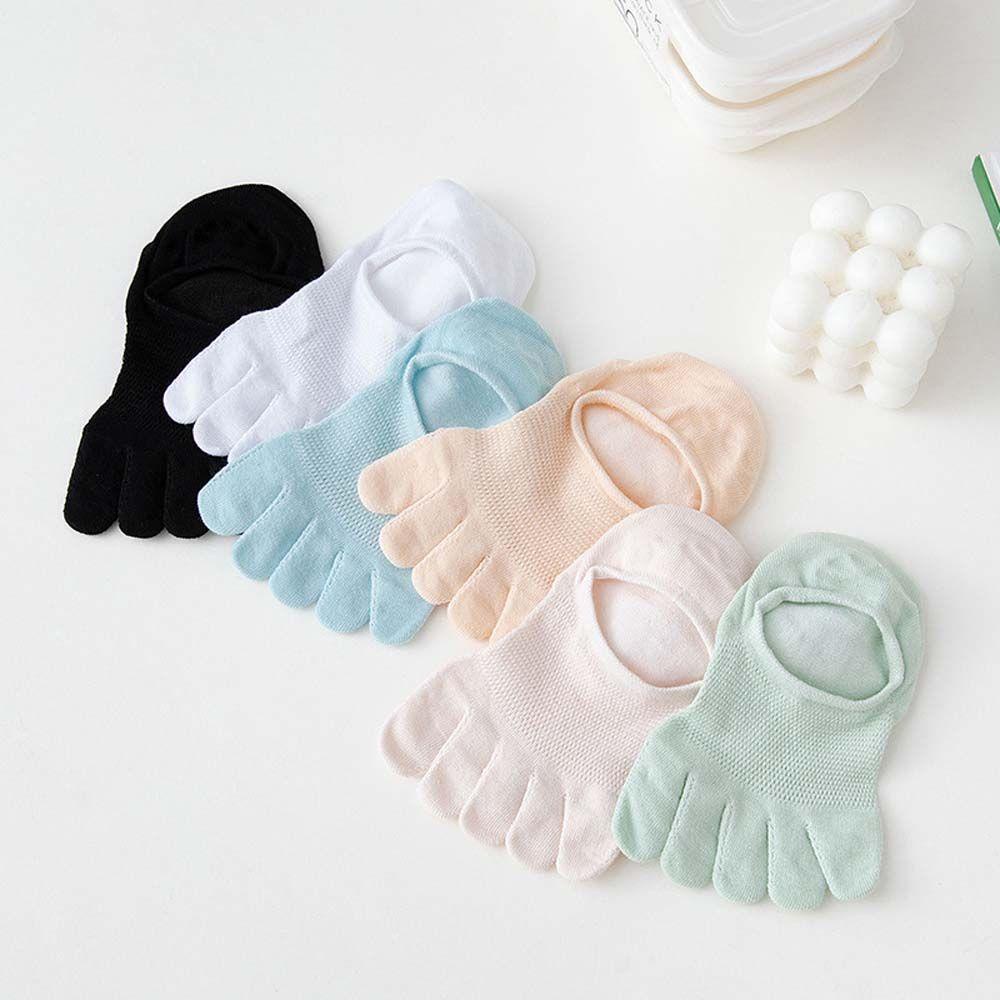 AROMA Vớ Thuyền Cotton Lưới Xỏ Năm Ngón Mềm Mại Màu Trơn Chống Trượt
