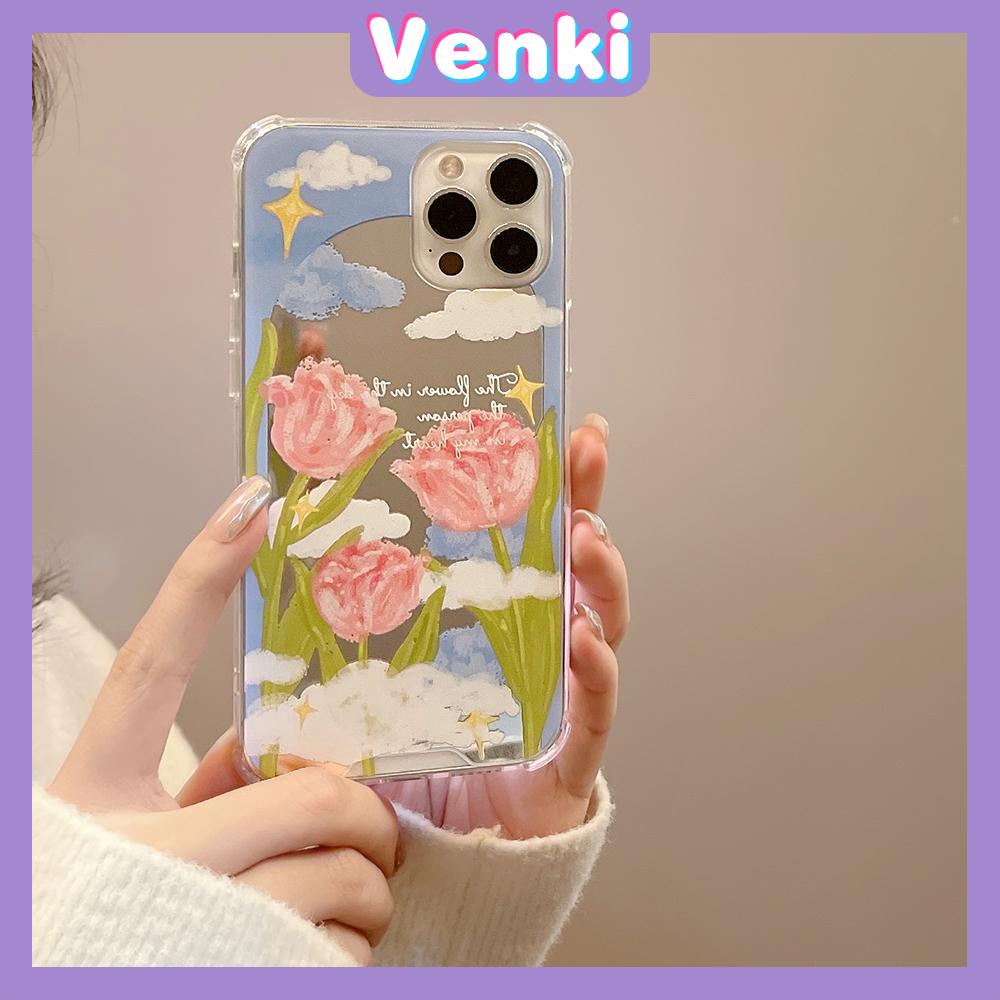 Ốp điện thoại Acrylic gương HD hình hoa chống sốc thích hợp cho iPhone 11 13 Pro Max 12 Pro Max 7 Plus xr