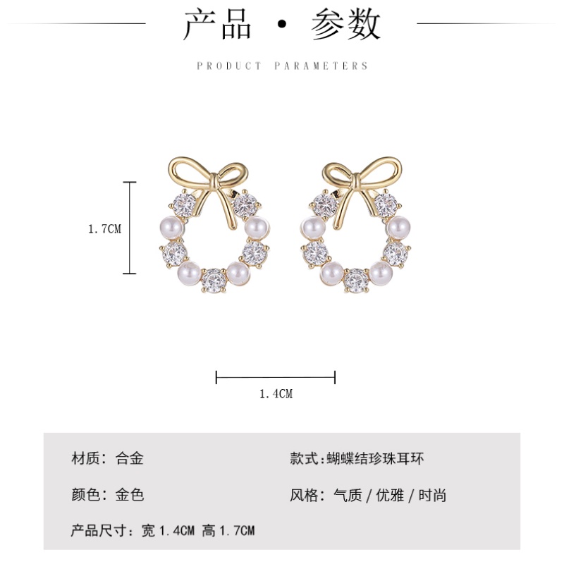 Bông Tai Bạc S925 Thiết Kế Hình Nơ Đính Ngọc Trai Dễ Thương Phong Cách Hàn Quốc Thời Trang Cho Nữ