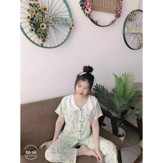 👉Sét đồ ngủ lụa hàn 2 tà👉 quần dài dễ thương Đồ bộ giá rẻ Freesize