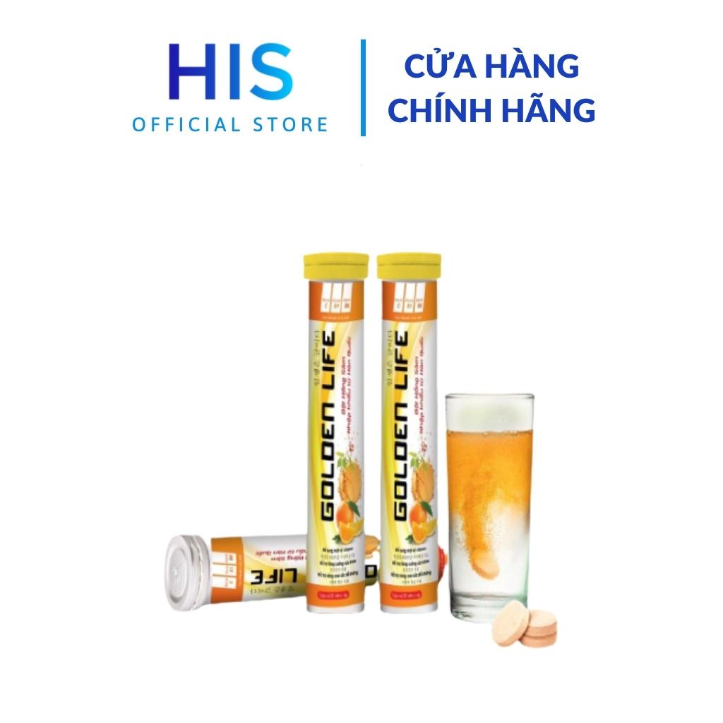 Vitamin C Golden Life - Viên Sủi Hồng Sâm Bổ Sung Vitamin C Hương Vị Cam (Tuýp 20 viên)