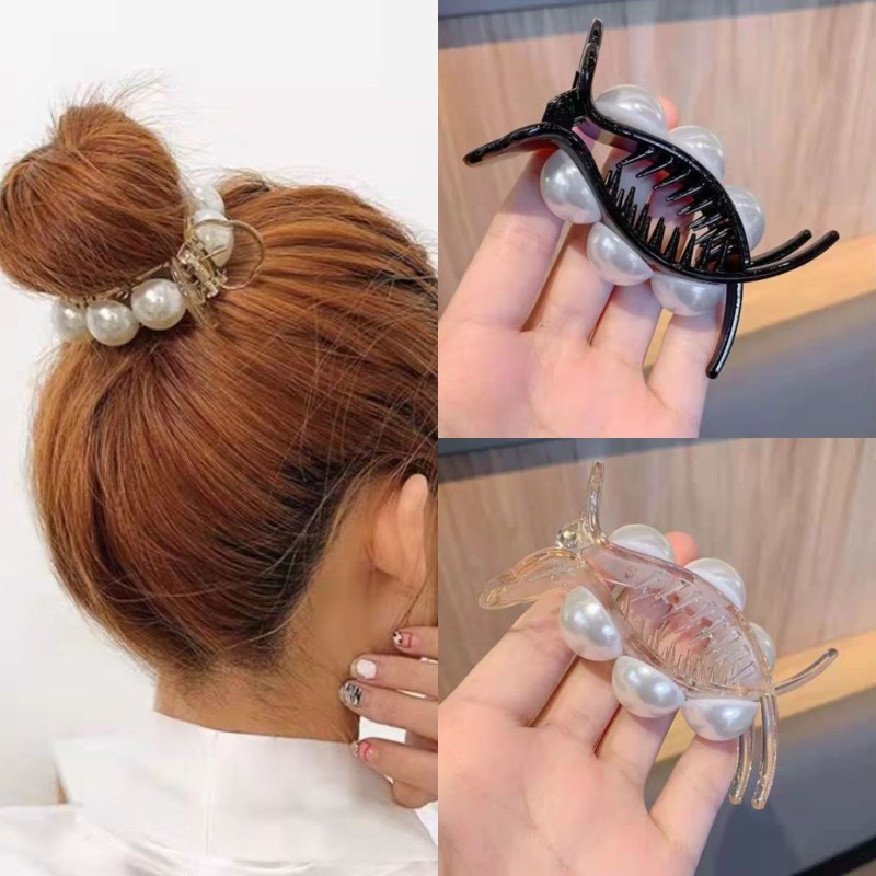 Kẹp Tóc Đính Hạt Ngọc Trai Màu Cầu Vồng Phong Cách Hàn Quốc Nhật Bản